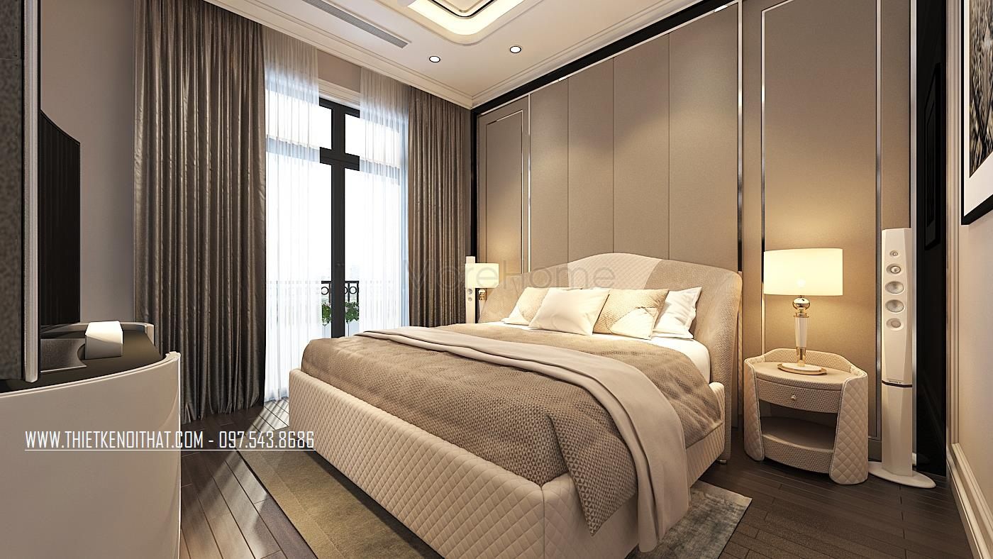 Thiết kế nội thất phòng ngủ biệt thự The Harmony Long Biên Hà Nội